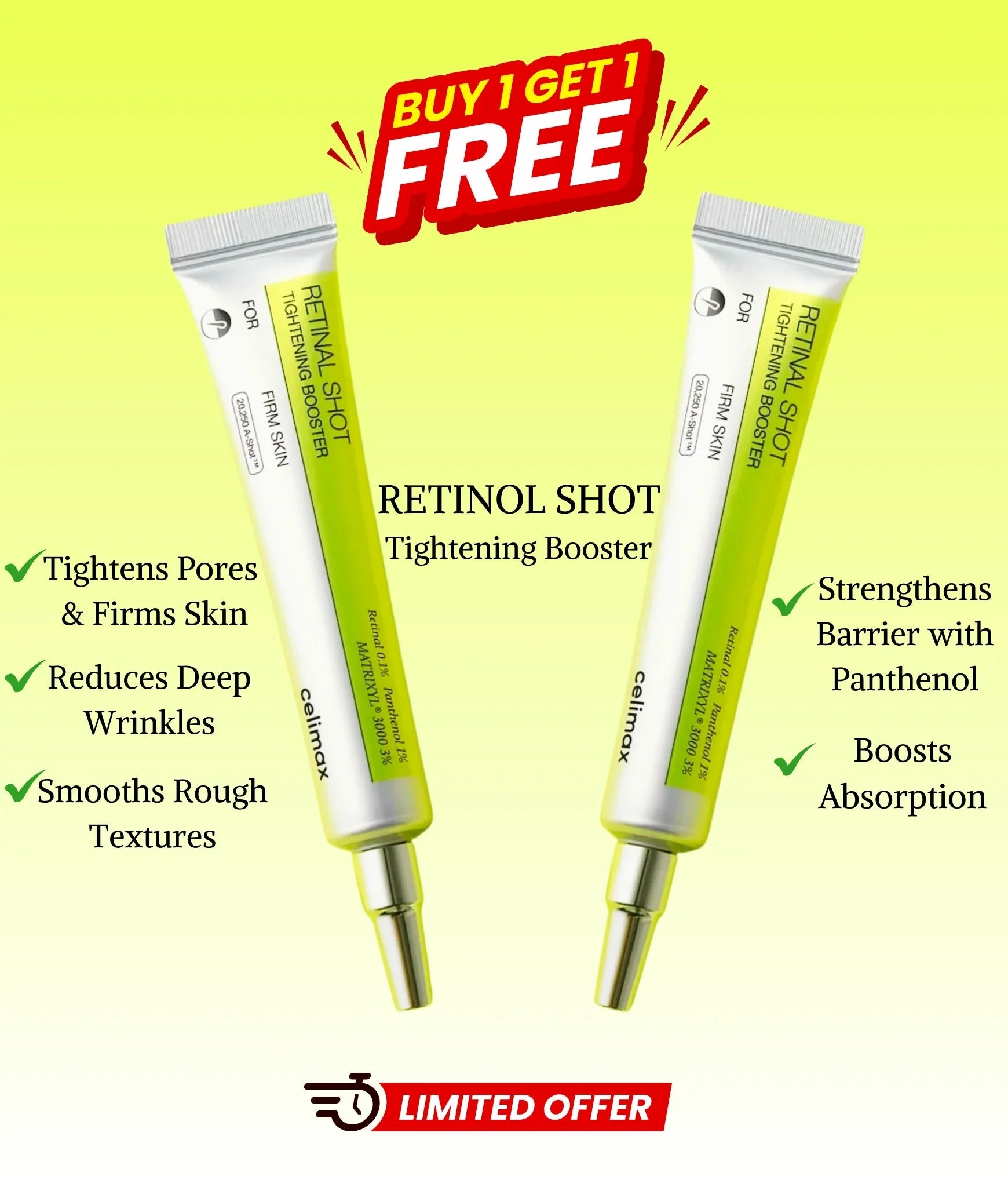 Celimax Retinol Shot Tightening Booster & Anti-Aging Serum | Buy 1 Get 1 FREE