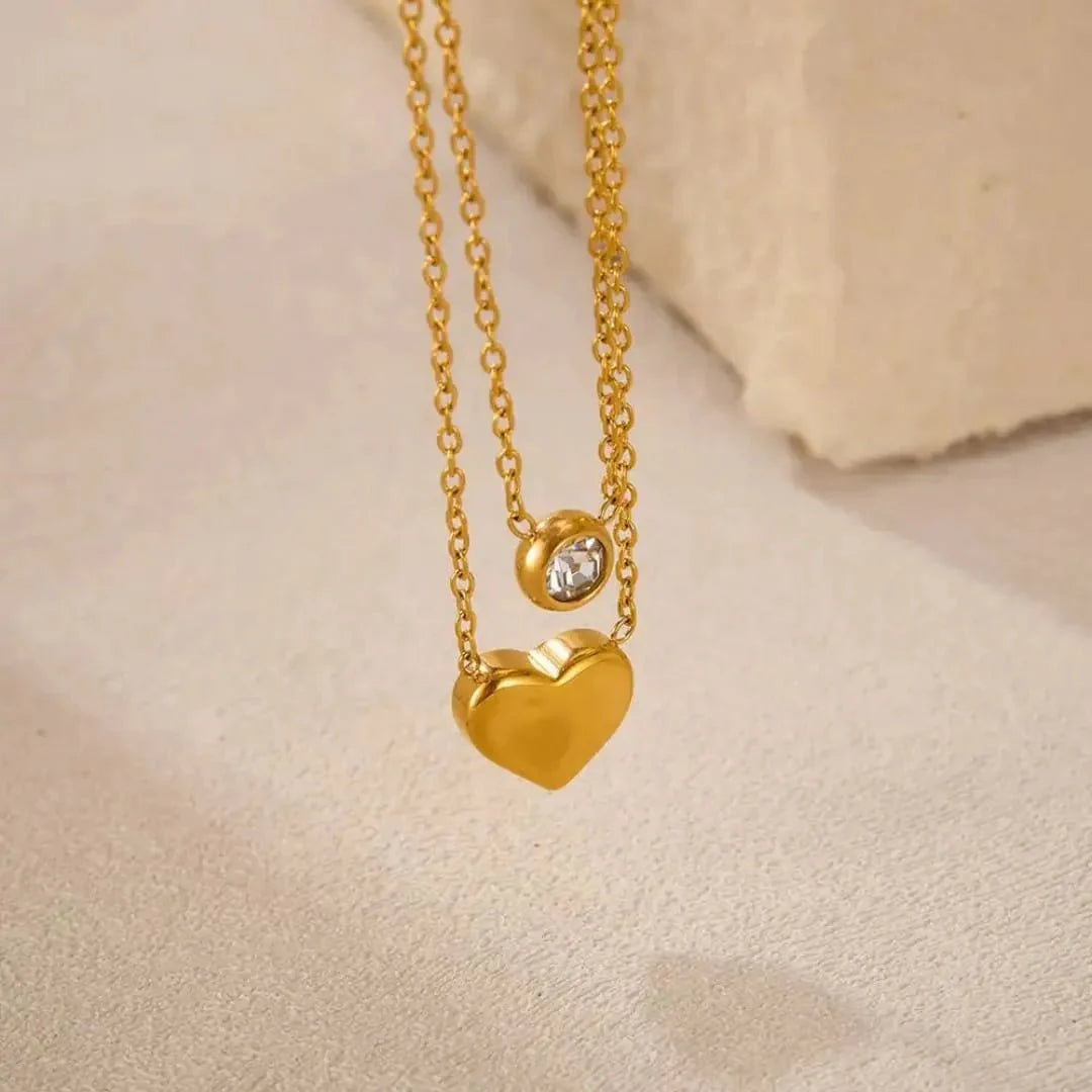 Stainless Steel Heart Double Layer Chain