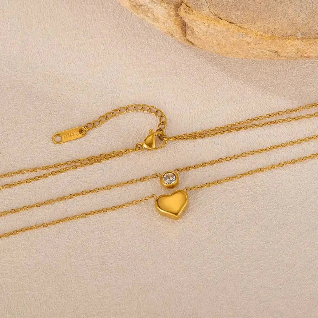 Stainless Steel Heart Double Layer Chain