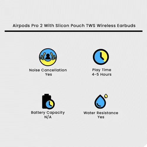 Airpods Pro 2 With Slicon Pouch TWS Wireless Earbuds