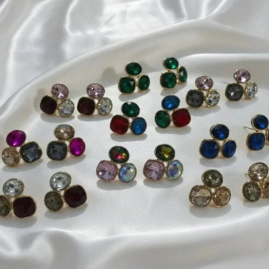 Colorful Oval Geometric Stud