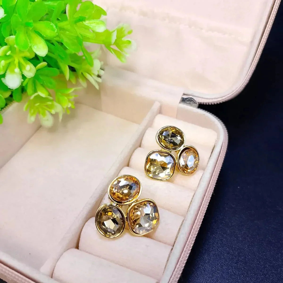 Colorful Oval Geometric Stud
