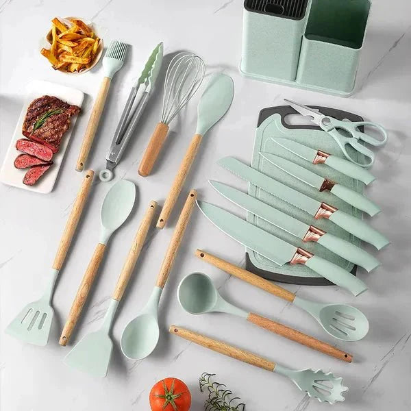 Silicone Cookware Spoon Sets - 19pcs