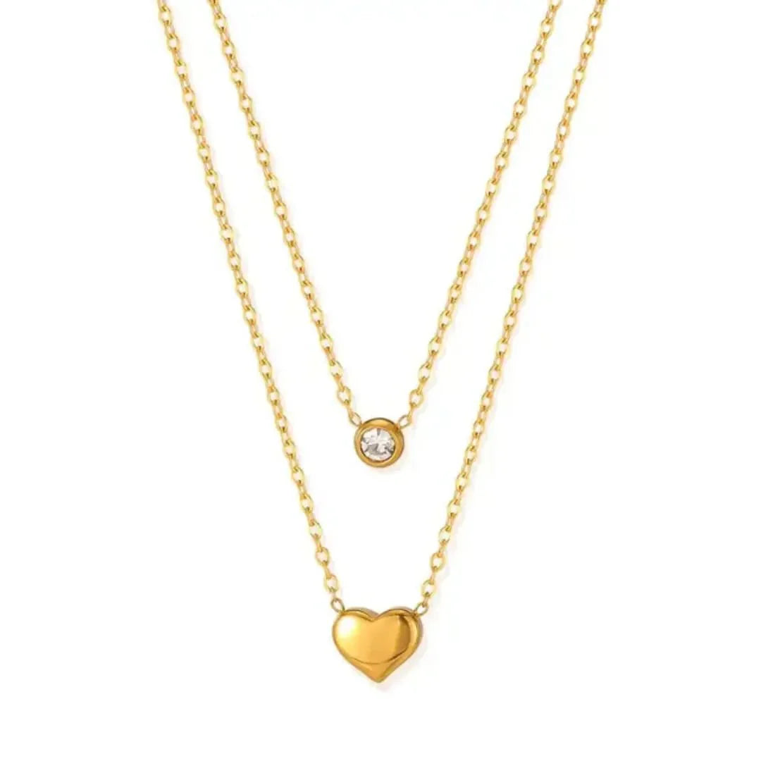 Stainless Steel Heart Double Layer Chain